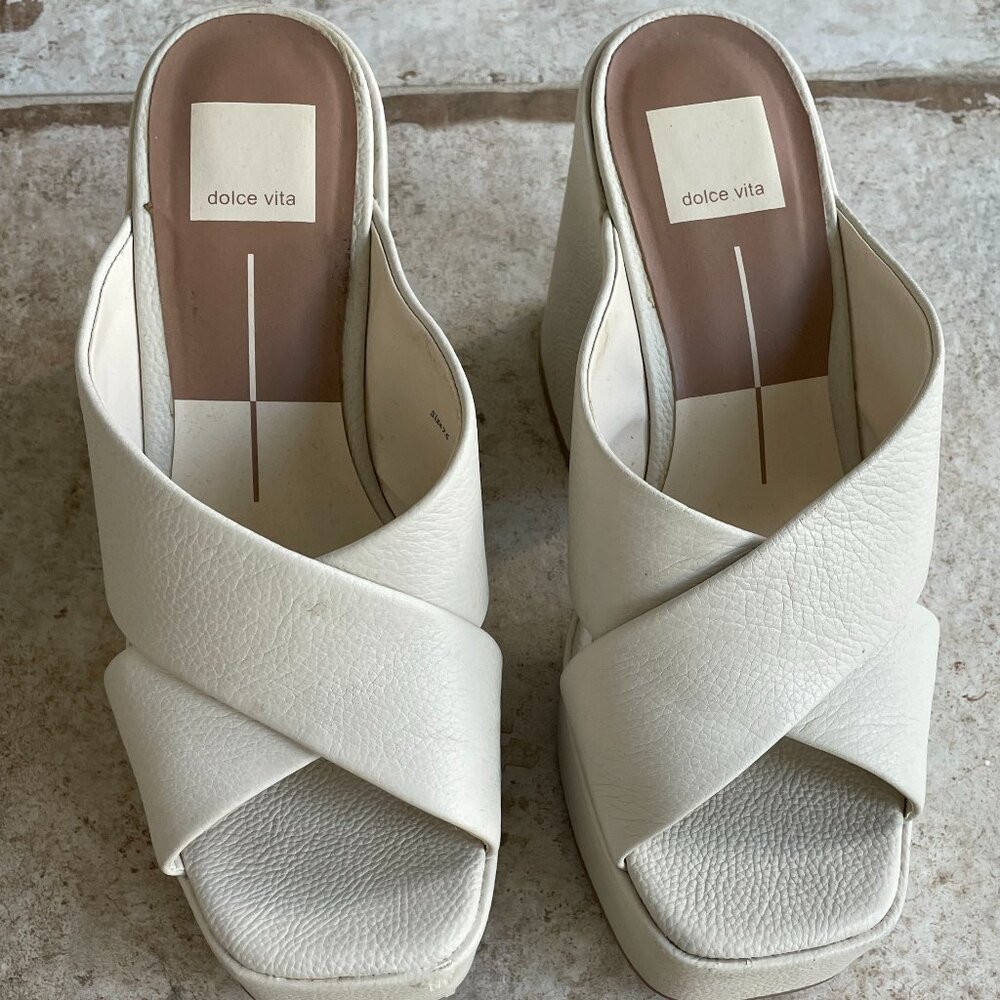 Dolce Vita White Leather Platform Shoes
